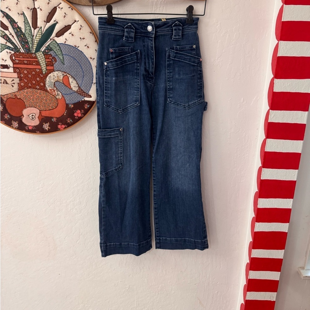 Maeve Anthropologie Gardener Carpenter High Rise Crop Jeans Size 25 - Picture 7 of 7